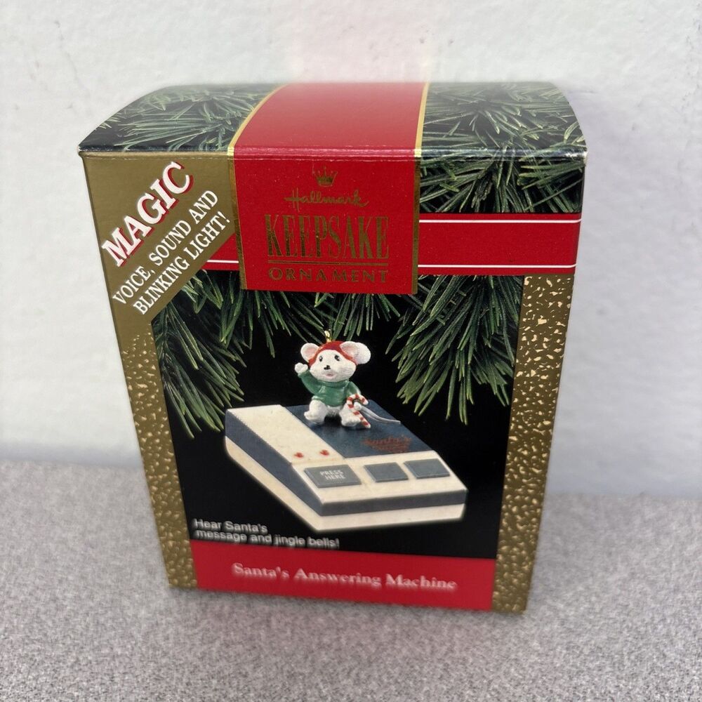 Vintage Hallmark Keepsake Ornament Santa's Answering Machine - Tested! Works! - Picture 5 of 9